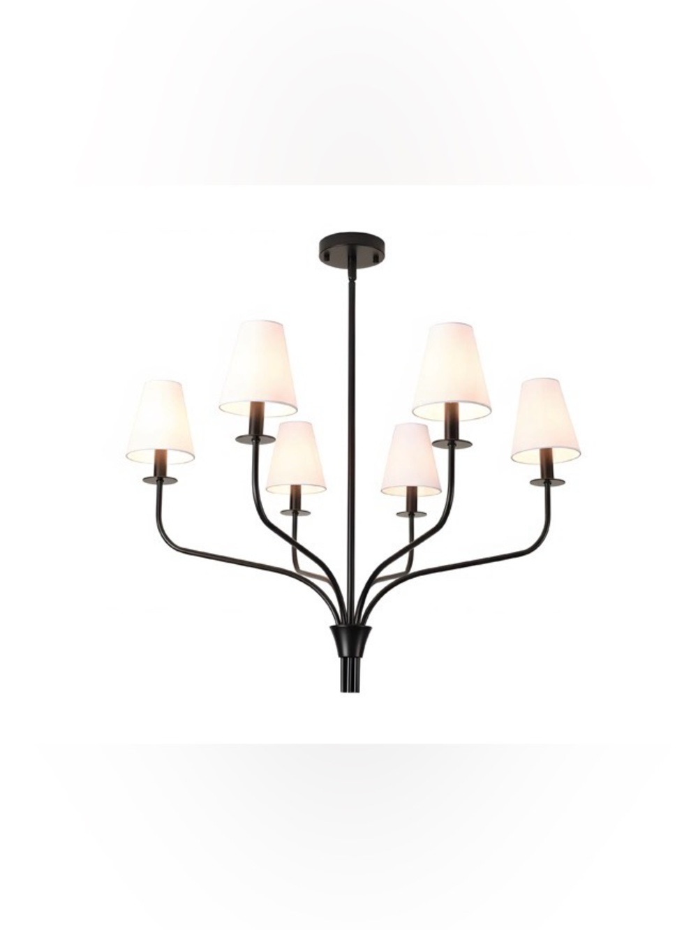 30" Black Chandelier for Dining Room - 6-Light Modern Pendant Lighting